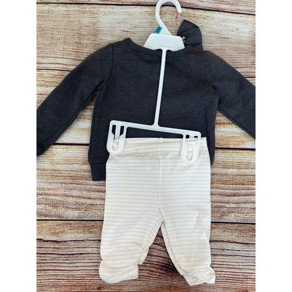 COPY - Toughskins Infant Girl 3 PC Set  Sweater Shirt Gray Leggings Hair Bow/ P… - Picture 7 of 10